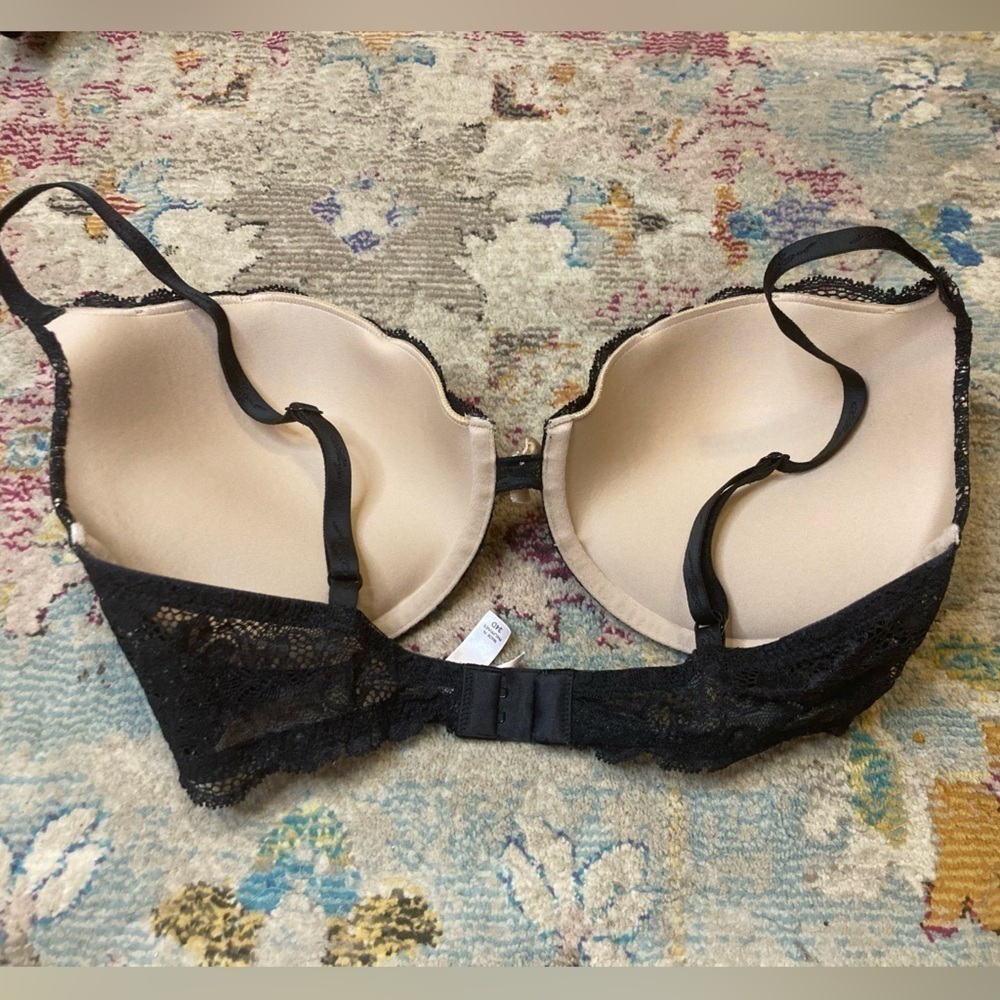 Victoria’s Secret Angels Black And Tan Lace Push Up Bra Size 34D - Picture 8 of 11